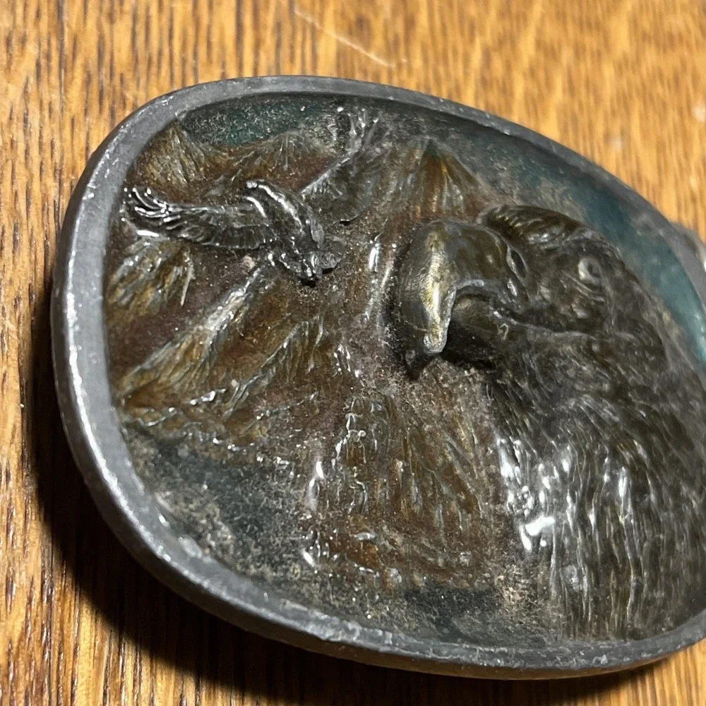 Vintage C & J Eagle Belt Buckle 1986 Made in USA Numbered 1135 Metal Animal